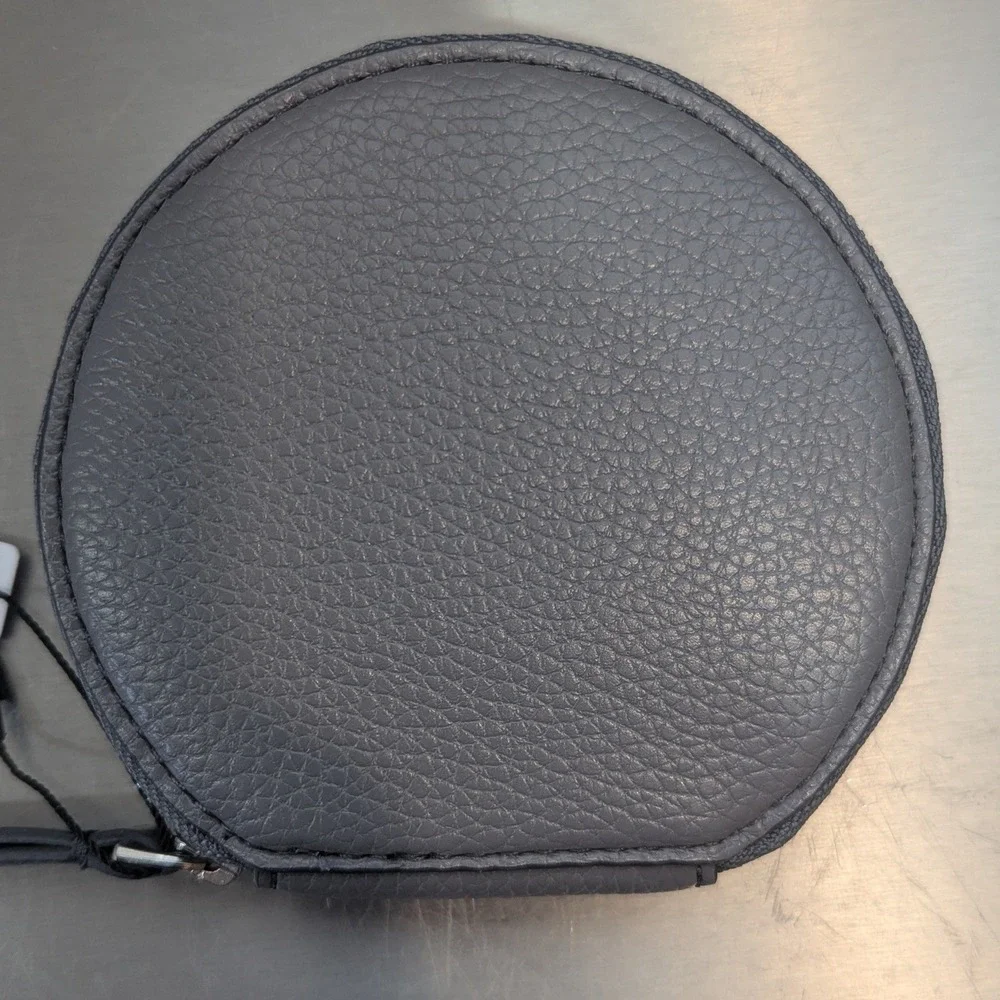 Vera Bradley Gray Faux Leather‎ Essential Round Coin Purse Daisy Zip Pouch NWT - Picture 5 of 6